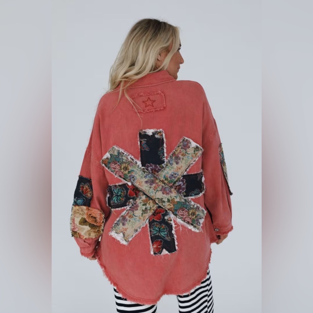 Pol Emberline Patch Button Down Shirt, Brick, Siz… - image 3